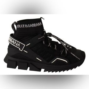 Men’s Black Sorrento Leather Sneakers Euro Size 41 US Size 8